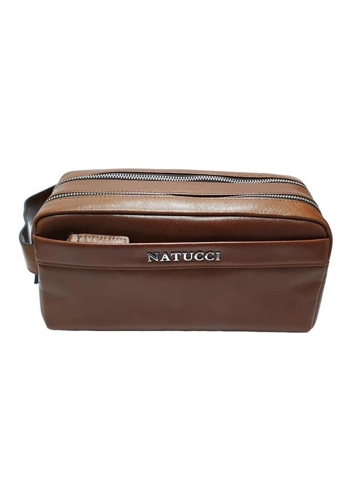 Natucci GL206-1 Men's Leather Travel Bag - Dark Brown - Image 1